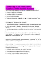 Leadership Final Exam Terms Questions With Verified Answers