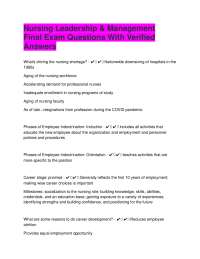 Nursing Leadership & Management Final Exam Questions With Verified Answers