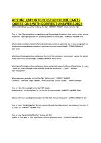 Arthrex Sports IoT Study Guide Part 2 Questions with Correct Answers 2026 | Intermediate S