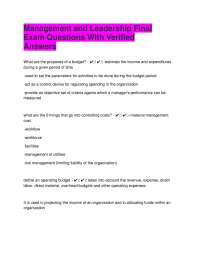 Management and Leadership Final Exam Questions With Verified Answers