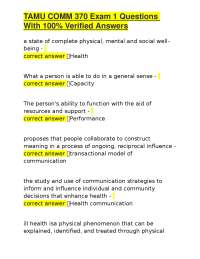 TAMU COMM 370 Exam 1 Questions With 100% Verified Answers