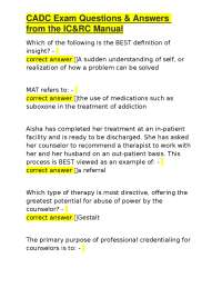 CADC Exam Questions & Answers from the IC&RC Manual