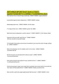 Arthrex Sports IoT (Day 2) Test Questions with Correct Answers 2026 | Sports Technology &