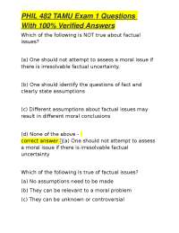 PHIL 482 TAMU Exam 1 Questions With 100% Verified Answers