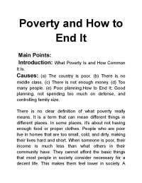 Causes, Effects, and Solutions of Poverty