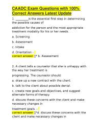 CAADC Exam Questions with 100% Correct Answers Latest Update