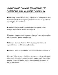 NIMS ICS 400 EXAMS 2 2026 COMPLETE QUESTIONS AND ANSWERS GRADED A+