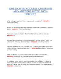 WHEELCHAIR MODULES QUESTIONS AND ANSWERS – 100% CORRECT