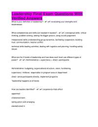 Leadership Final Exam Questions With Verified Answers