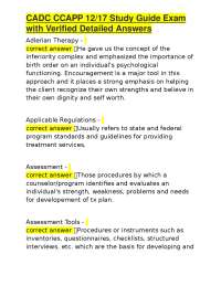 CADC CCAPP 12/17 Study Guide Exam with Verified Detailed Answers
