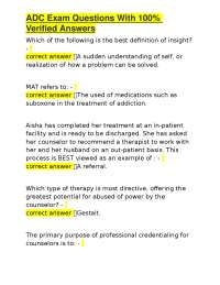 ADC Exam Questions With 100% Verified Answers