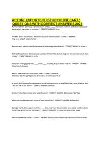 Arthrex Sports IoT Study Guide Part 3 Questions with Correct Answers 2026 | Advanced Sport