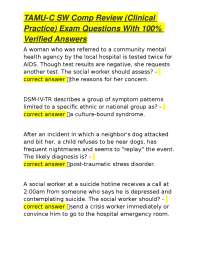 TAMU-C SW Comp Review (Clinical Practice) Exam Questions With 100% Verified Answers