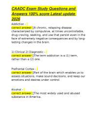 CAADC Exam Study Questions and Answers 100% score Latest update 2026