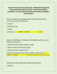 TEST BANK FOR AALAS LAT EXAM 2026 | AMERICAN ASSOCIATION FOR LABORATORY ANIMAL SCIENCE