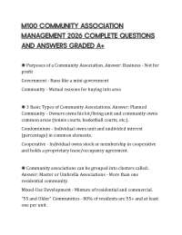 M100 COMMUNITY ASSOCIATION MANAGEMENT 2026 COMPLETE QUESTIONS AND ANSWERS GRADED A+
