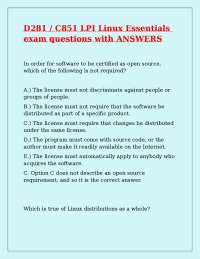 D281 / C851 LPI Linux Essentials exam questions with ANSWERS
