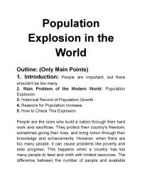 Causes and Effects of Population Explosion