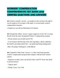 WORKERS’ COMPENSATION COMPREHENSIVE TEST BANK 2026 VERIFIED QUESTIONS AND ANSWERS