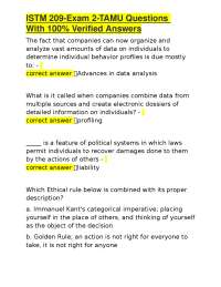 ISTM 209-Exam 2-TAMU Questions With 100% Verified Answers