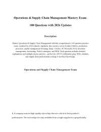 Operations & Supply Chain Management Mastery Exam: 100 Questions with 2026 Updates