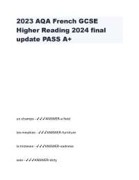 2026 AQA French GCSE Higher Reading 2024 final update PASS A+
