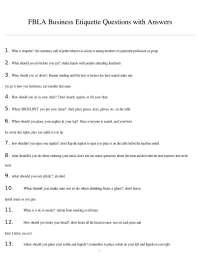 FBLA Business Etiquette Questions with Answers