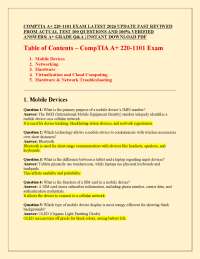 COMPTIA A+ 220-1101 EXAM LATEST 2026 UPDATE FAST REVIWED FROM ACTUAL TEST 100 QUESTIONS A