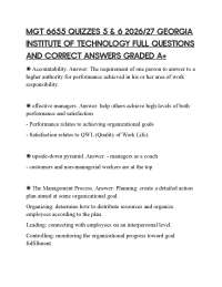 MGT 6655 QUIZZES 5 & 6 2026/27 GEORGIA INSTITUTE OF TECHNOLOGY FULL QUESTIONS AND CORRECT