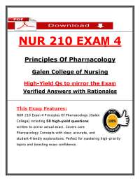 NUR 210 Exam 4 Galen Pharmacology – (2026) Actual Questions and Answers (PDF)