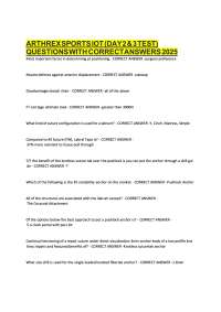 Arthrex Sports IoT (Day 2 & Day 3) Test Questions with Correct Answers 2026 | Sports Techn
