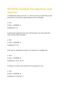 WVSSAC Football Test Questions And Answers