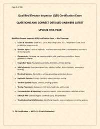 Qualified Elevator Inspector (QEI) Certification Exam ACTUAL EXAM QUESTIONS AND CORRECT DE