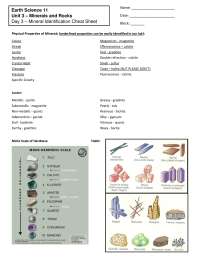 Science olympiad rocks and minerals