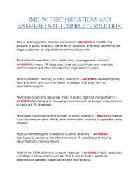 IMC 391 TEST 2026/2027 | QUESTIONS AND ANSWERS WITH COMPLETE SOLUTIONS