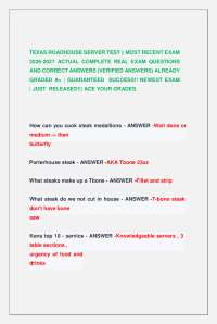 TEXAS ROADHOUSE SERVER TEST || MOST RECENT EXAM 2026-2027 ACTUAL COMPLETE REAL EXAM QUEST