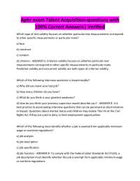 Aphr exam Talent Acquisition-questions with 100% Correct Answers| Verified