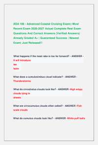 ASA 106 - Advanced Coastal Cruising Exam|| Most Recent Exam 2026-2027 Actual Complete Rea