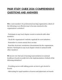 PNUR STUDY GUIDE 2026 COMPREHENSIVE QUESTIONS AND ANSWERS