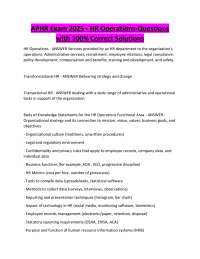 APHR Exam 2025 - HR Operations-Questions with 100% Correct Solutions