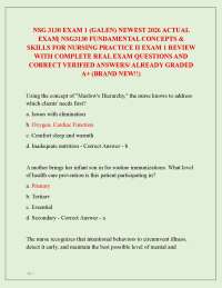 NSG 3130 EXAM 1 (GALEN) NEWEST 2026 ACTUAL EXAM| NSG3130 FUNDAMENTAL CONCEPTS & SKILLS
