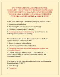 WGU D671 OBJECTIVE ASSESSMENT AND PRE ASSESSMENT NEWEST 2026 TEST BANK| ELEMENTARY SCIENCE