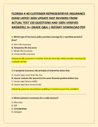 FLORIDA 4-40 CUSTOMER REPRESENTATIVE INSURANCE EXAM LATEST 2026 UPDATE FAST REVIWED FROM