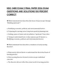 NSG 3480 EXAM 2 FINAL PAPER 2026 EXAM QUESTIONS AND SOLUTIONS 100 PERCENT CORRECT