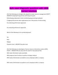Aphr exam diagnostic questions with 100% Correct Solutions