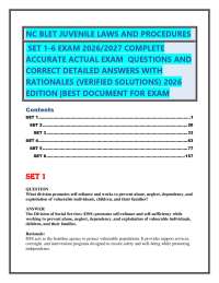 NC BLET JUVENILE LAWS AND PROCEDURES SET 1-6 EXAM 2026/2027 COMPLETE ACCURATE ACTUAL EXAM