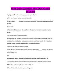 APHR Exam Questions with 100% Correct Solutions