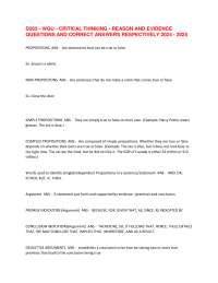 D265 - WGU - CRITICAL THINKING - REASON AND EVIDENCE QUESTIONS AND CORRECT ANSWERS RESPEC