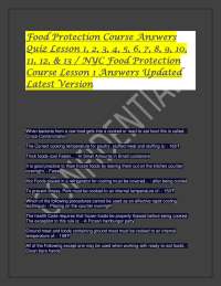 Food Protection Course Answers Quiz Lesson 1, 2, 3, 4, 5, 6, 7, 8, 9, 10, 11, 12, & 13 / N