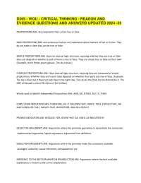 D265 - WGU - CRITICAL THINKING - REASON AND EVIDENCE QUESTIONS AND ANSWERS UPDATED 2024 -